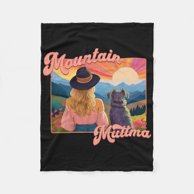 Mountain Muttma Boho Hund Vandring Stig Camping Äv Fleecefilt (Framsidan)