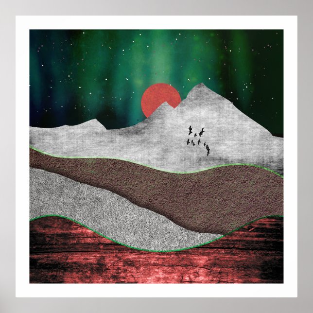 Mountain Northern Lights Poster (Framsidan)