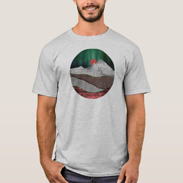 Mountain Northern Lights T Shirt (Framsida)