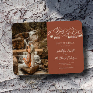 Mountain Outdoor Terracotta Bröllop spara datum Magnet