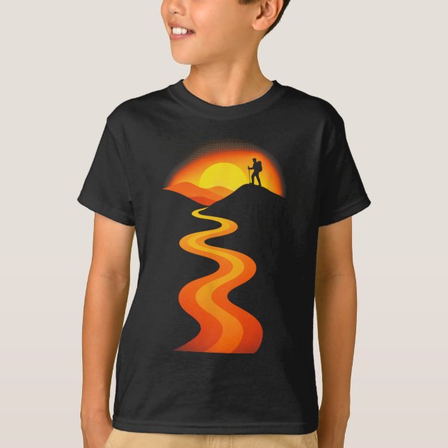 Mountain Path Sunset - Rock Climbing Adventure The T Shirt (Framsida)
