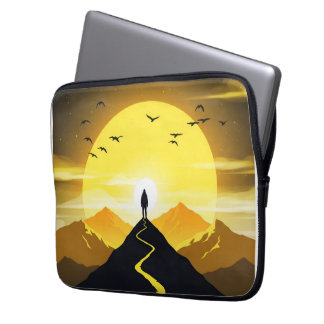 Mountain Peak Silhouette with a winding. Pedestal Laptop Fodral