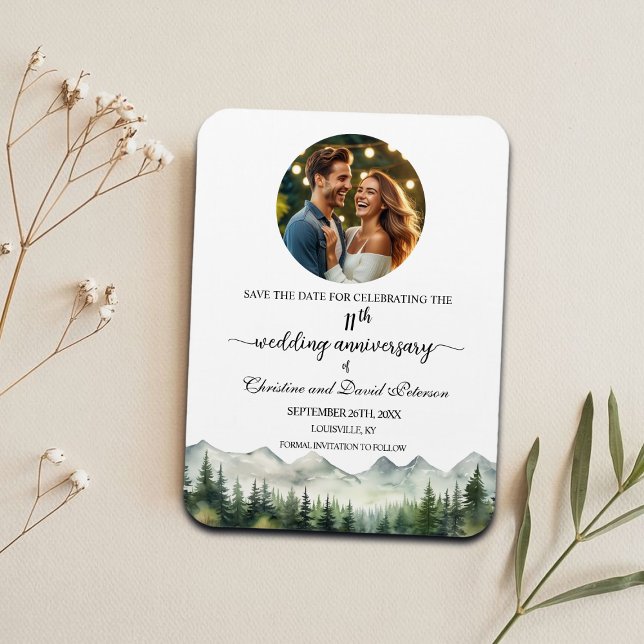 Mountain Pine 11 Wedding Anniversary Save the Date Magnet (Skapare uppladdad)