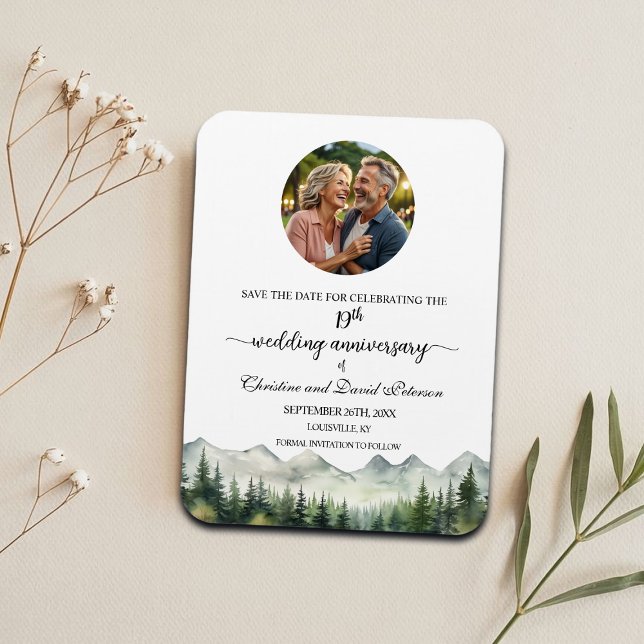 Mountain Pine 19-års bröllopsjubileum Spara datume Magnet (Skapare uppladdad)