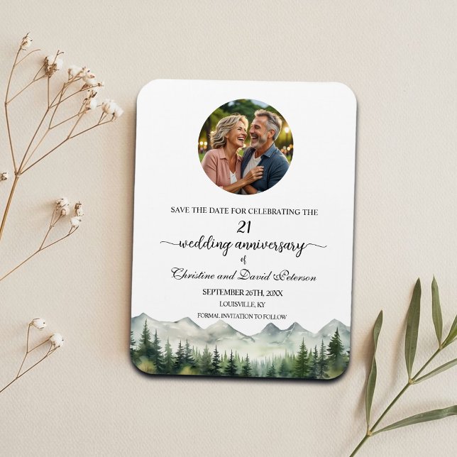 Mountain Pine 21 Wedding Anniversary Save the Date Magnet (Skapare uppladdad)