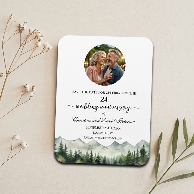 Mountain Pine 24 Wedding Anniversary Save the Date Magnet (Skapare uppladdad)