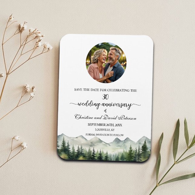 Mountain Pine 30 Wedding Anniversary Save the Date Magnet (Skapare uppladdad)