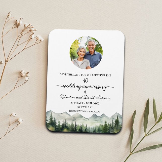 Mountain Pine 40 Wedding Anniversary Save the Date Magnet (Skapare uppladdad)