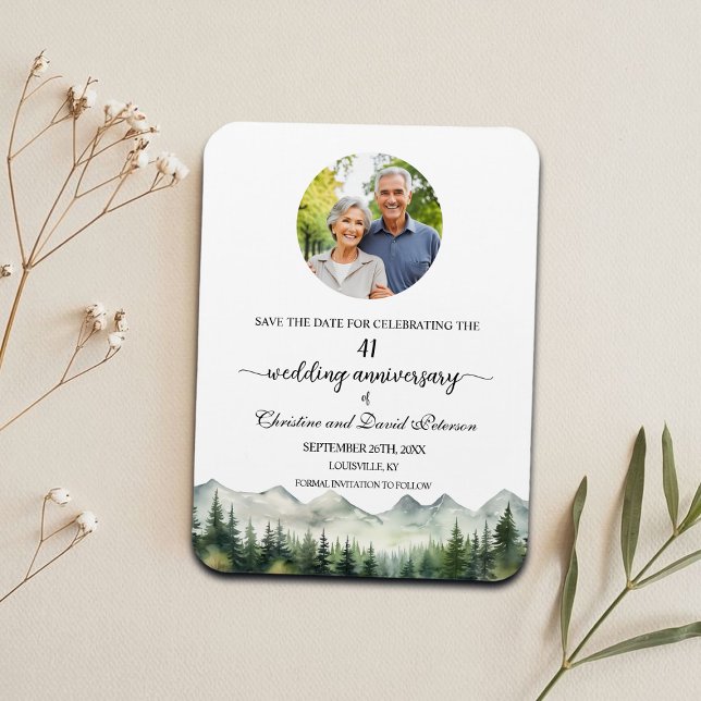 Mountain Pine 41 Bröllopsjubileum Spara Datum Magnet (Skapare uppladdad)