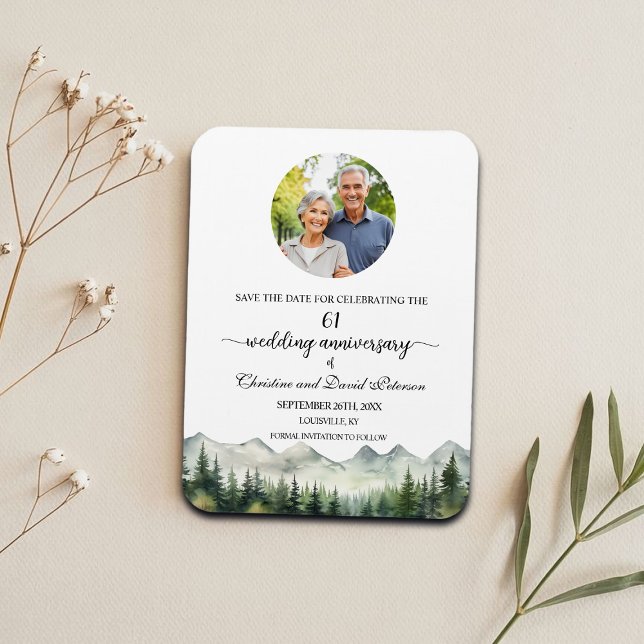 Mountain Pine 61 Wedding Anniversary Save the Date Magnet (Skapare uppladdad)