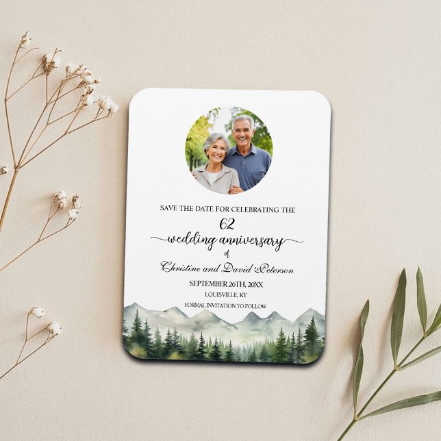 Mountain Pine 62 Bröllopsjubileum Spara Datum Magnet (Skapare uppladdad)