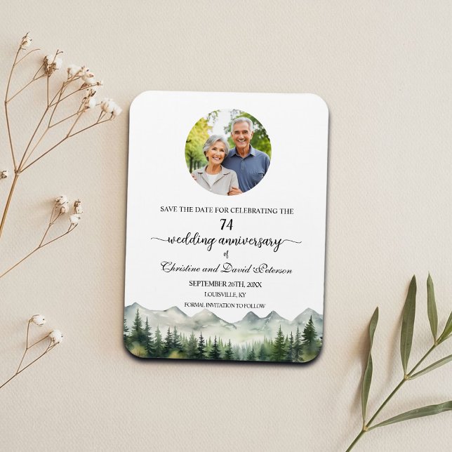 Mountain Pine 74 Wedding Anniversary Save the Date Magnet (Skapare uppladdad)