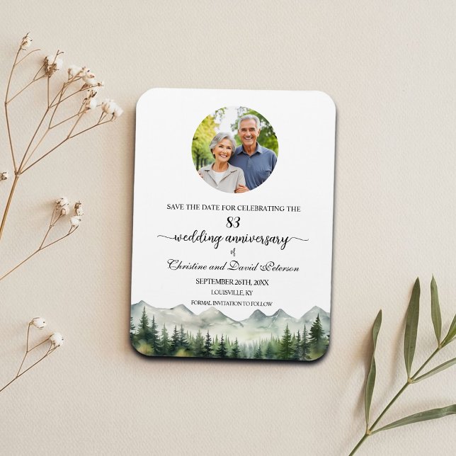Mountain Pine 83 Bröllopsjubileum Spara datum Magnet (Skapare uppladdad)