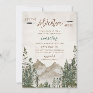 Mountain Pine Baby Shower Grön Natur Inbjudningar
