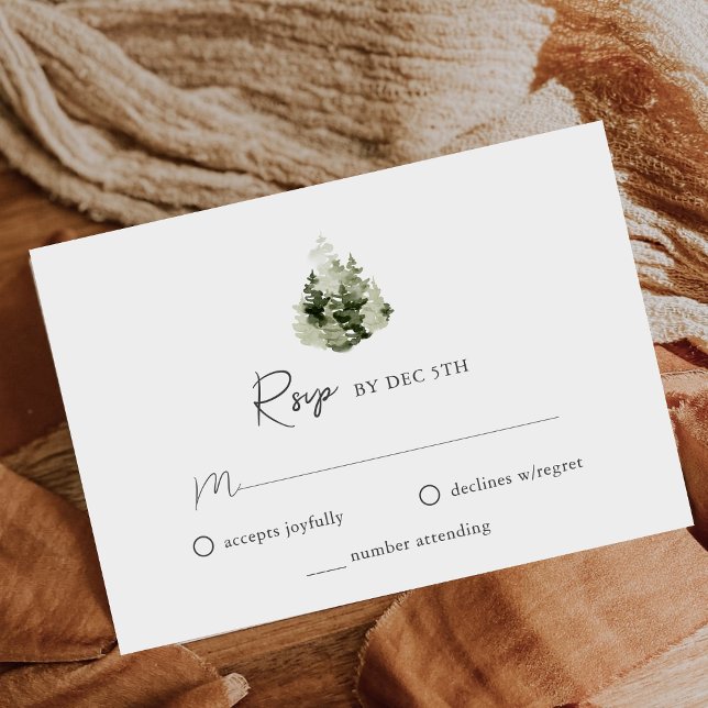 Mountain Pine Forest Wedding RSVP Card OSA Kort (Skapare uppladdad)