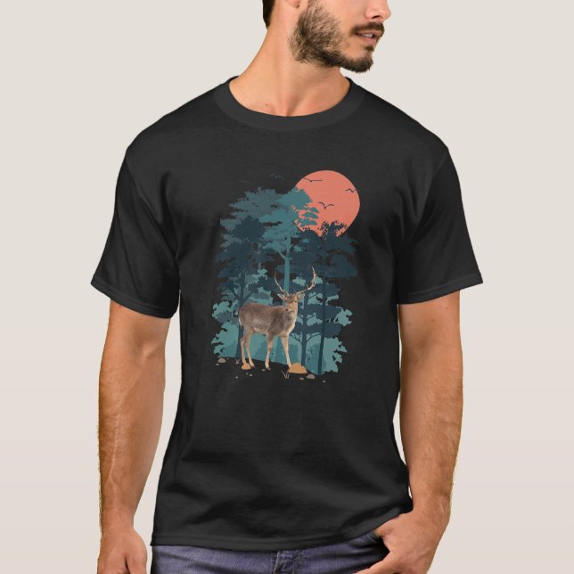 Mountain Pine Tree Sky Birds Forest Landscape Big T Shirt (Framsida)