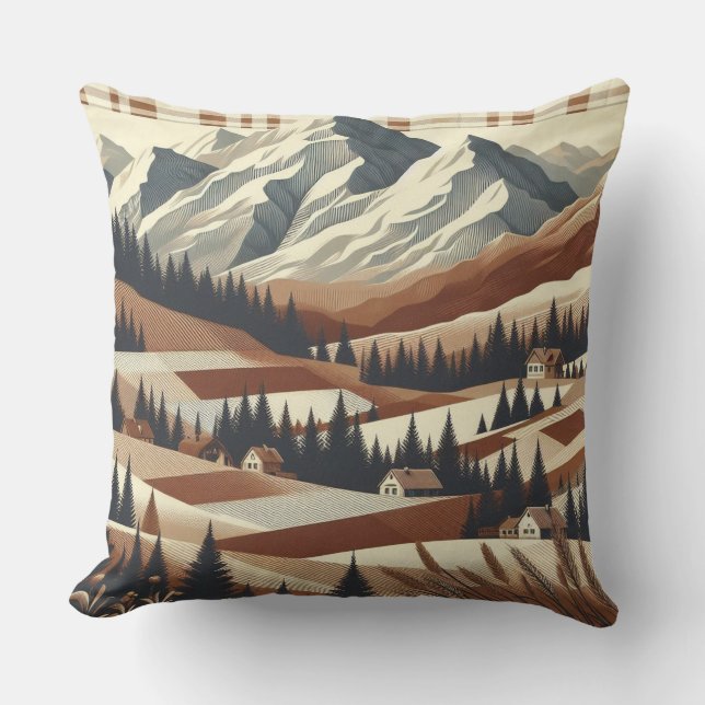 Mountain Plaid - for Cozy Cabin Charm Kudde (Framsida)