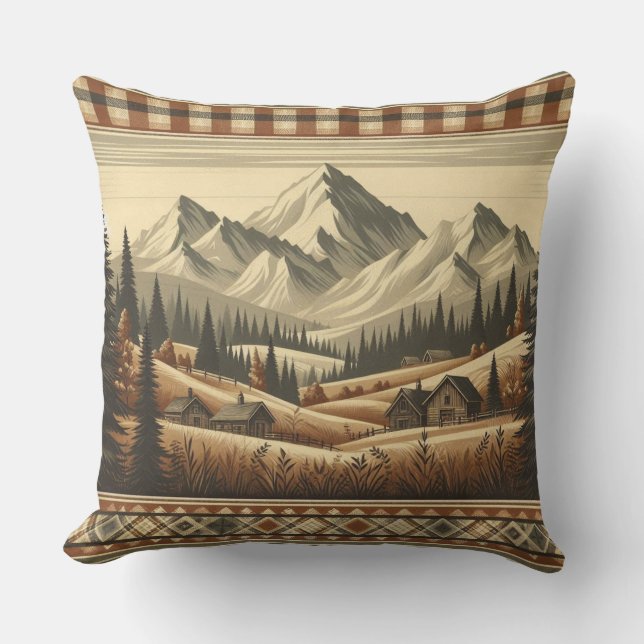 Mountain Plaid - for Cozy Cabin Charm Kudde (Framsida)