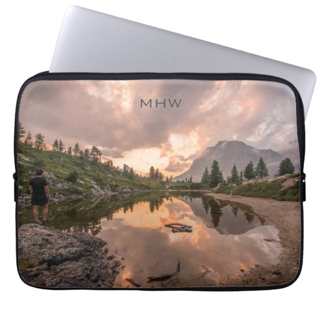 Mountain Pond anpassningsbar monogram laptop sleev Sleeve (Framsidan)