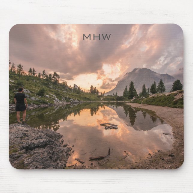 Mountain Pond anpassningsbar monogram mousad Musmatta (Framsidan)