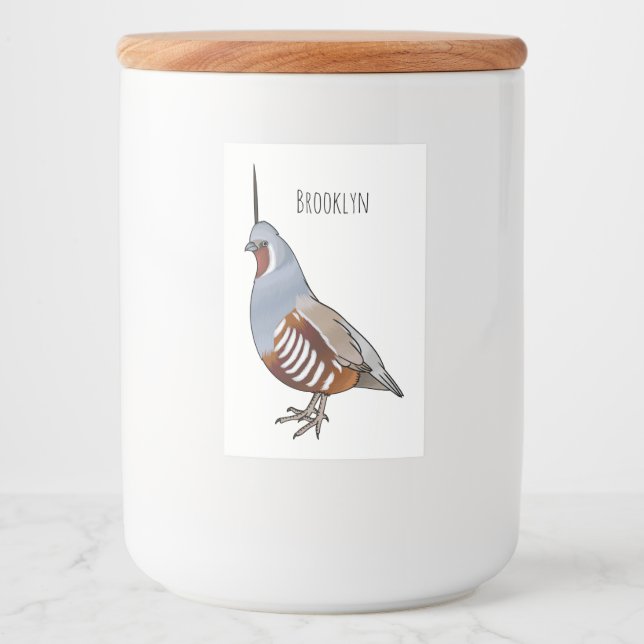 Mountain quail bird cartoon illustration  mat etikett (Framsida)