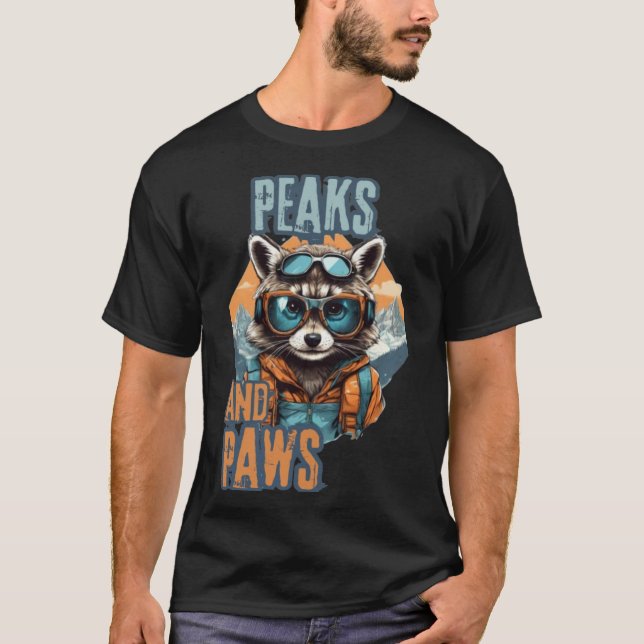 Mountain Raccoon Urban Art Stil T Shirt (Framsida)