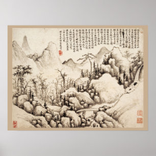 "Mountain Retreat" kinesiska vintagar Poster