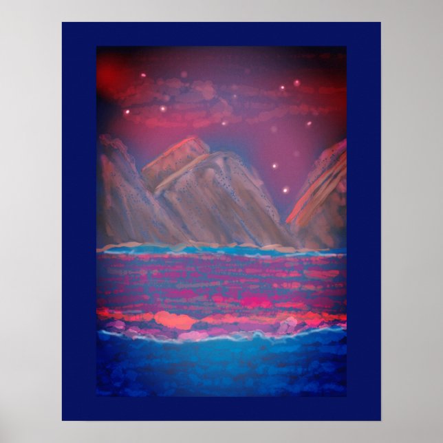 Mountain River Ligcape Art Abstrakt Poster (Framsidan)