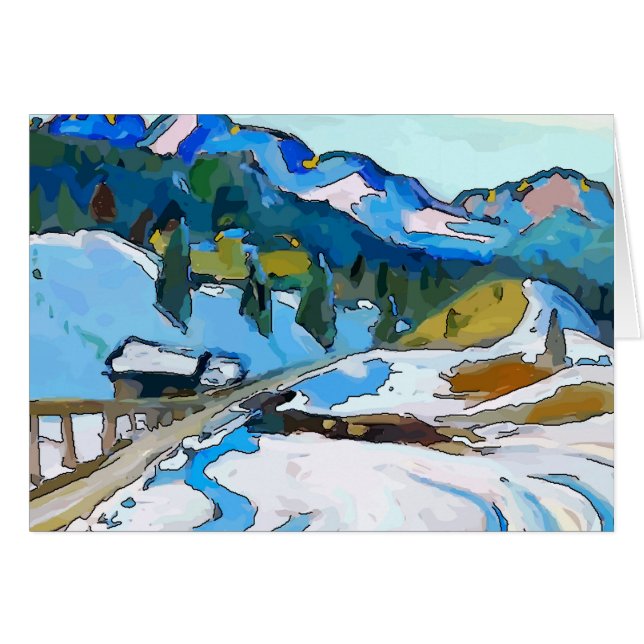 Mountain Road i Snö Hälsningskort (Framsidan Horizontal)