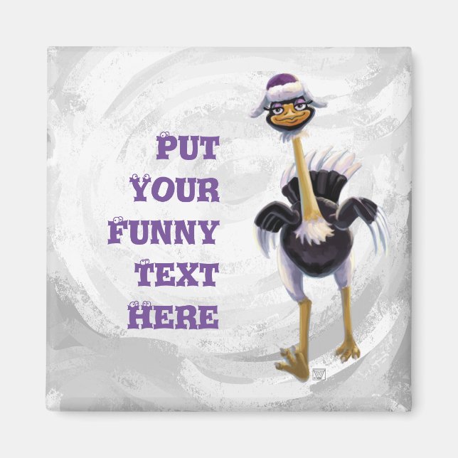 Mountain Running Ostrich Magnet (Framsidan)