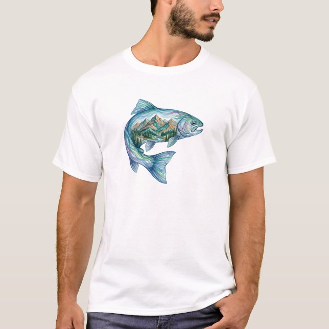 Mountain Salmon T Shirt (Framsida)