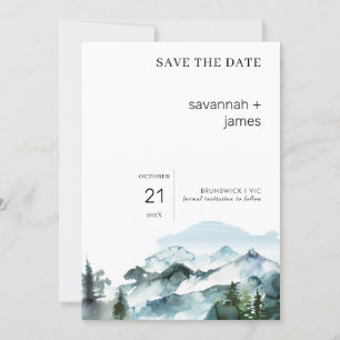 Mountain Scene Bröllop spara datum Card Inbjudningar