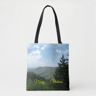 Mountain Scene Christmas Tote Bag Tygkasse