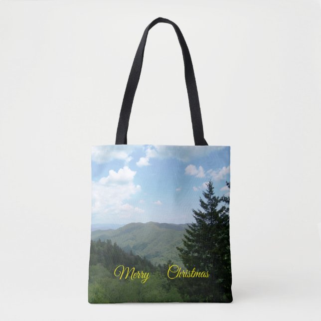 Mountain Scene Christmas Tote Bag Tygkasse (Framsida)