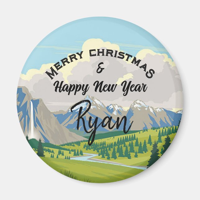 Mountain Scene Country Add a Name Magnet (Framsidan)