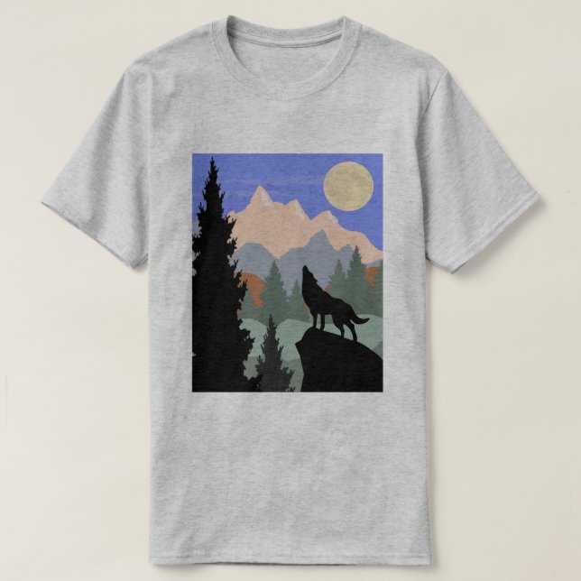 Mountain Scene Howling Varg T Shirt (Design framsida)