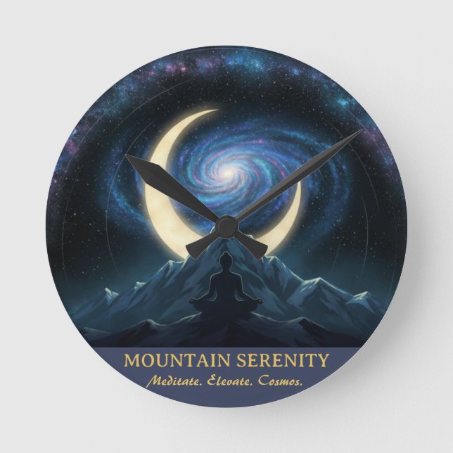 Mountain Serenity Cosmic Meditation (NO NUMBERS) Rund Klocka (Framsida)