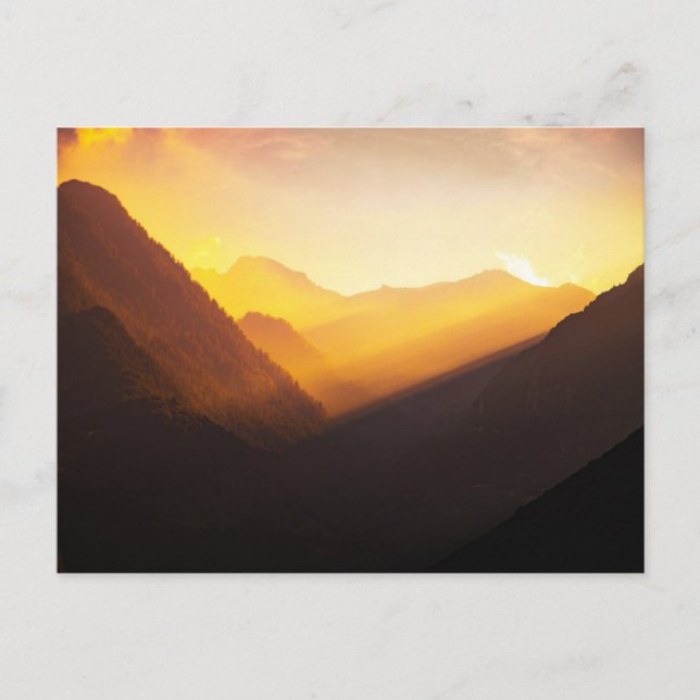 Mountain Silhouettes Sunset Benice Nature Vykort (Framsida)
