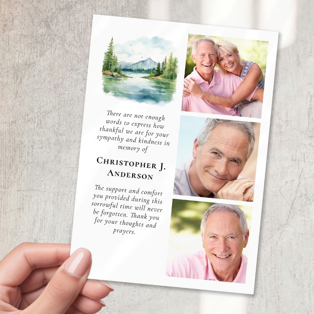 Mountain Sjö 3 Photo Sympathy Funeral Tack Kort (Skapare uppladdad)