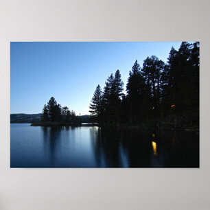 Mountain Sjö, Cabin, Night Poster