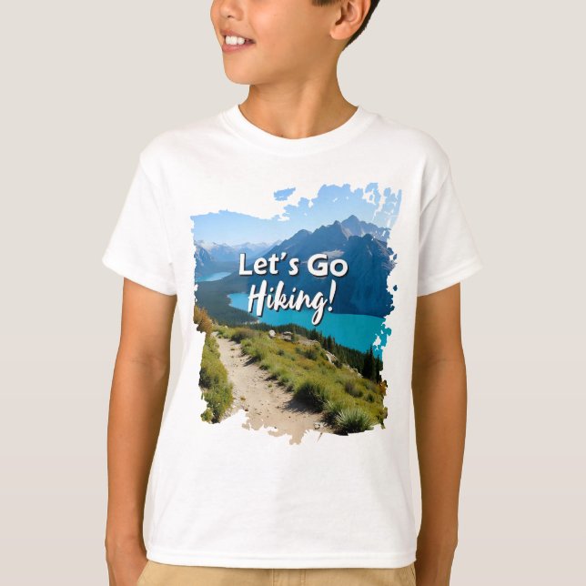 Mountain Sjö Låt oss Go Hiking T Shirt (Framsida)