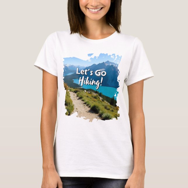 Mountain Sjö Låt oss Go Hiking T Shirt (Framsida)