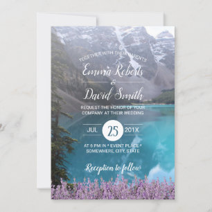 Mountain Sjö Lavender Blommigt Bröllop Inbjudningar