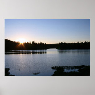 Mountain Sjö, solnedgång Poster