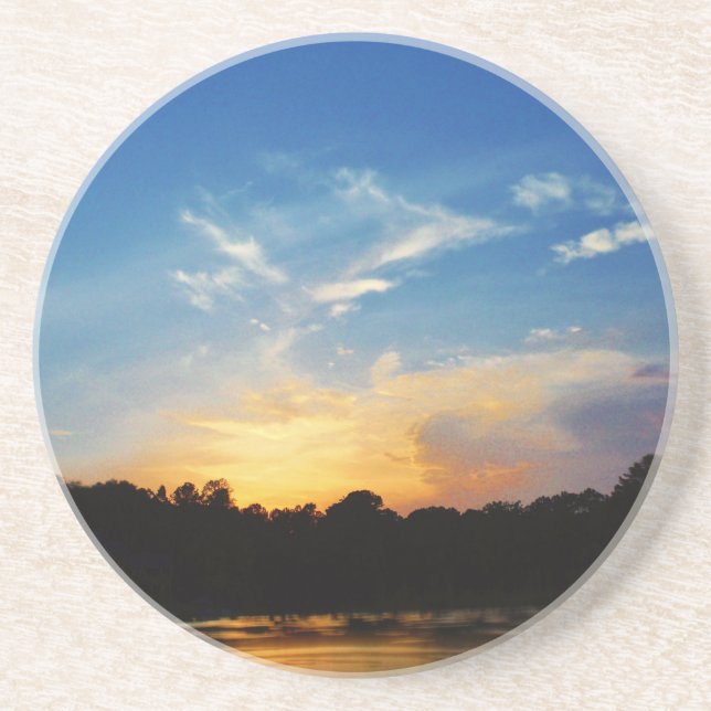 Mountain Sjö Sunset Underlägg Sandsten (Framsidan)