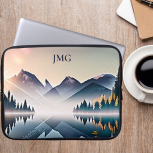Mountain Sjö vid Sunrise Namnteckning Laptop Fodral