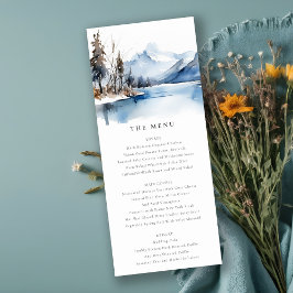 Mountain Sjö Winter Ligcape Bröllop Menu Inbjudningar