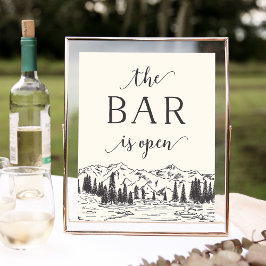 Mountain Sketch Bröllop Pub Sign Poster