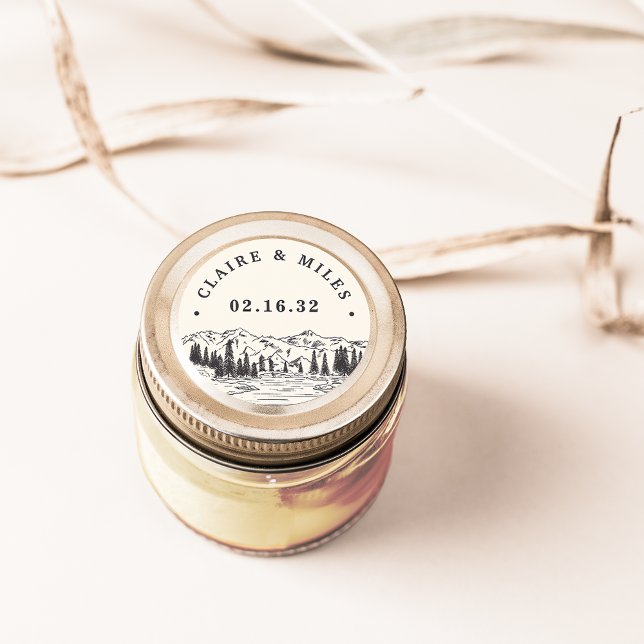 Mountain Sketch | PERSONLIG BRÖLLOP Runt Klistermärke (Skapare uppladdad)