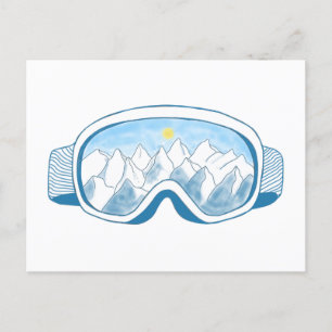 Mountain Ski Goggles Helg Vykort